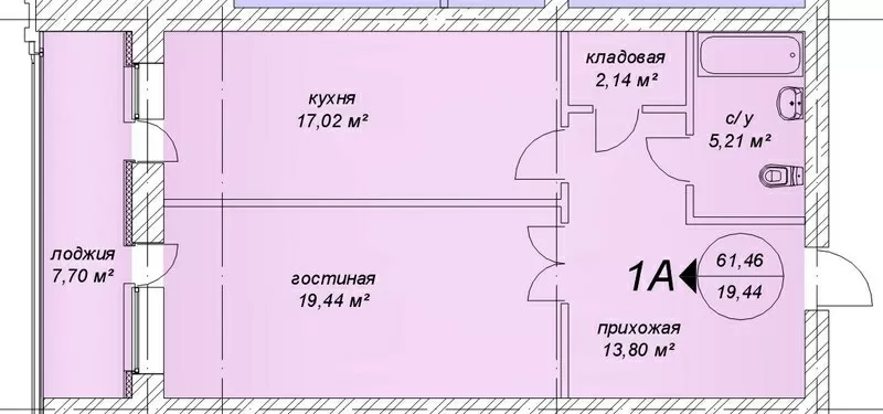 1 комнатная   квадратов 2