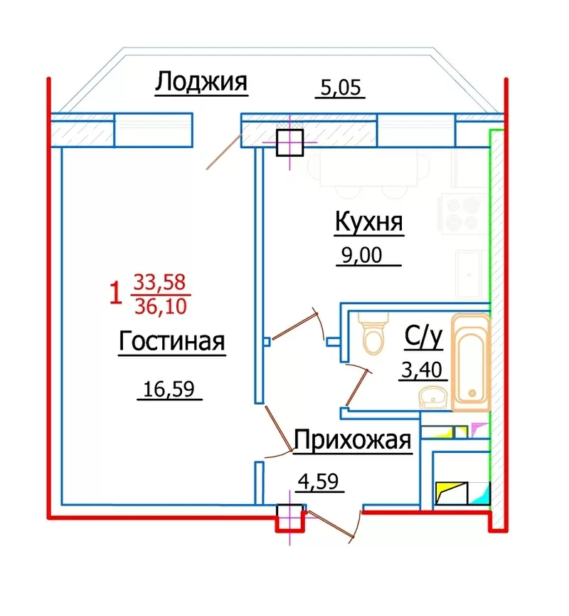 1 комн ЖК Эксклюзив от застройщика 1 кв 2015г 3