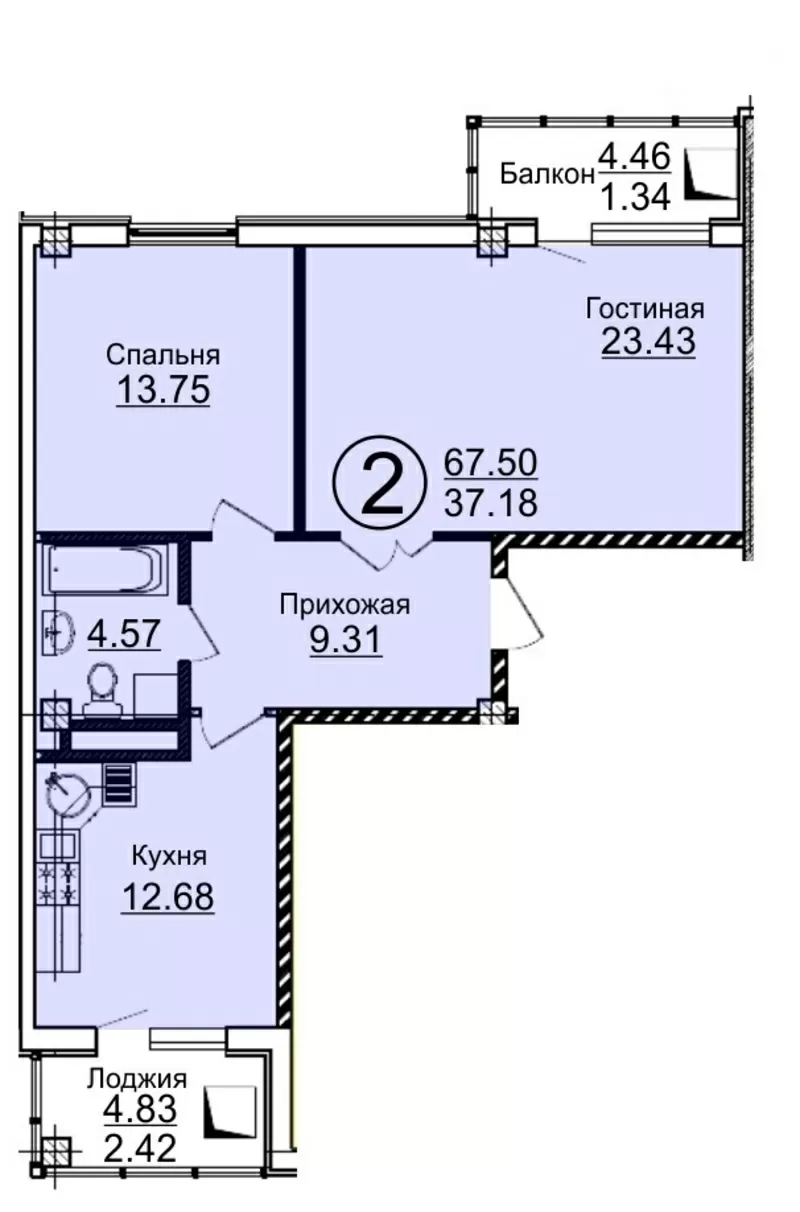 2-х комн.2-8 этаж ЖК Бейбарыс от застройщика,  2 кв. 2014г 4