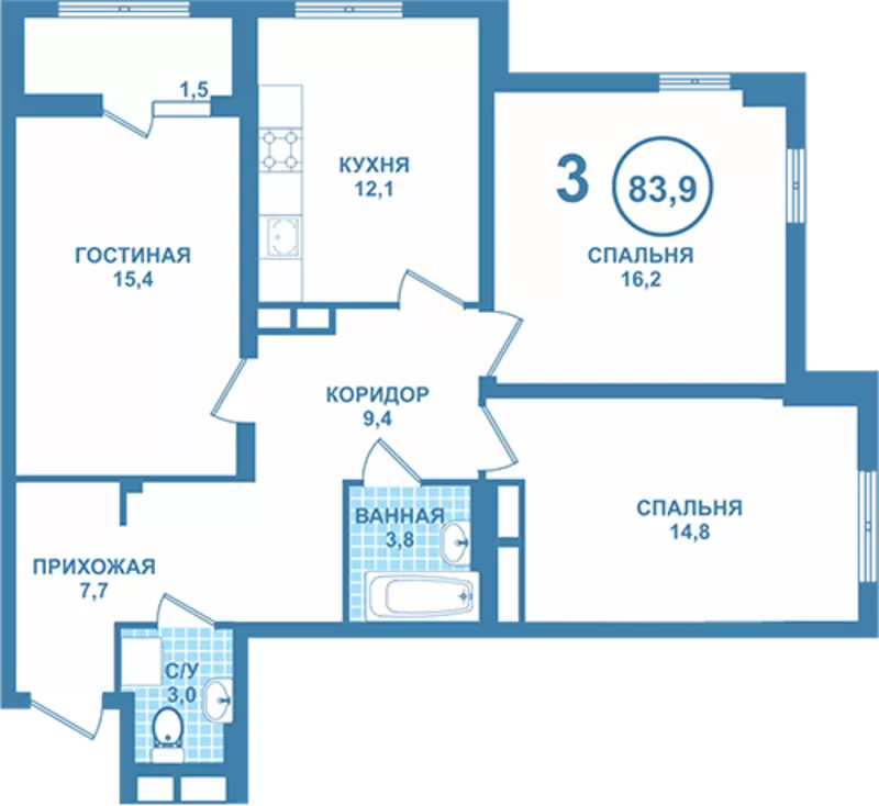 3 комн квартиру продаю в Millinium Park