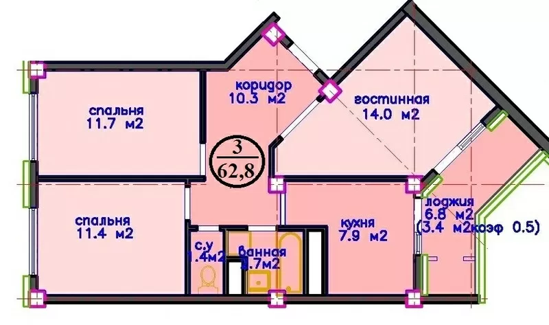 продам 3х комнатную квартиру в кутты мекен в строящемся доме