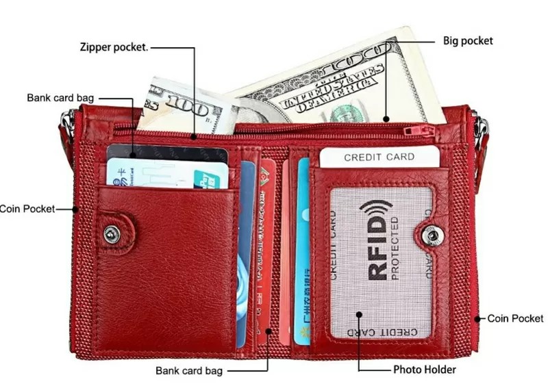 Кожаное портмоне от воровства с карточек/RFID protected/Новинка/ 8