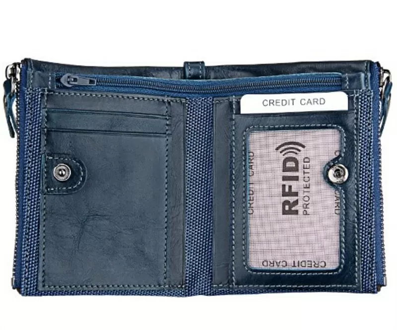 Кожаное портмоне от воровства с карточек/RFID protected/Новинка/ 7